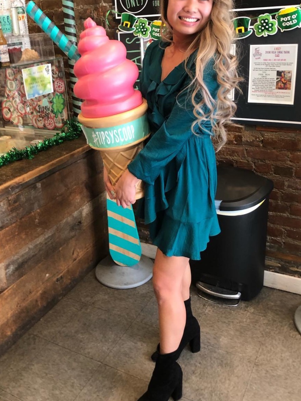 EXPRESS Green Ruffle Wrap Dress